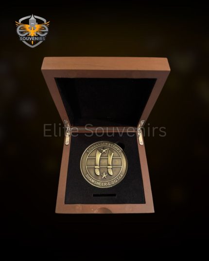 Custom Military Coin in Wooden Box Elite Souvenirs
