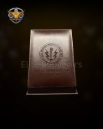 Custom Folding Leather Desk Plaque with Metal Emblem Military Souvenir