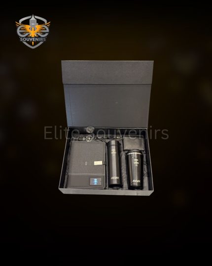Executive Black Corporate Gift Box Set Flask, Mug & Notebook