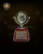 Executive Crystal Globe Trophy & Presentation Folder Leadership Award