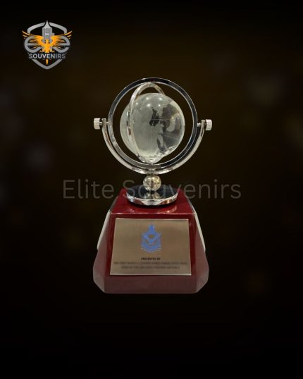 Executive Crystal Globe Trophy & Presentation Folder Leadership Award
