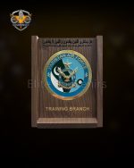 Framed Wooden Desk Plaque with Metal Crest Departmental Souvenir