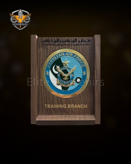 Framed Wooden Desk Plaque with Metal Crest Departmental Souvenir