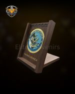 Framed Wooden Desk Plaque with Metal Crest Departmental Souvenir