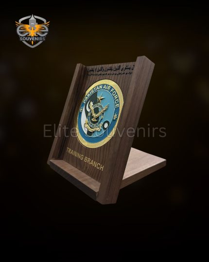 Framed Wooden Desk Plaque with Metal Crest Departmental Souvenir