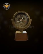 Military Commemorative Brass Desk Clock on Wooden Base (2)