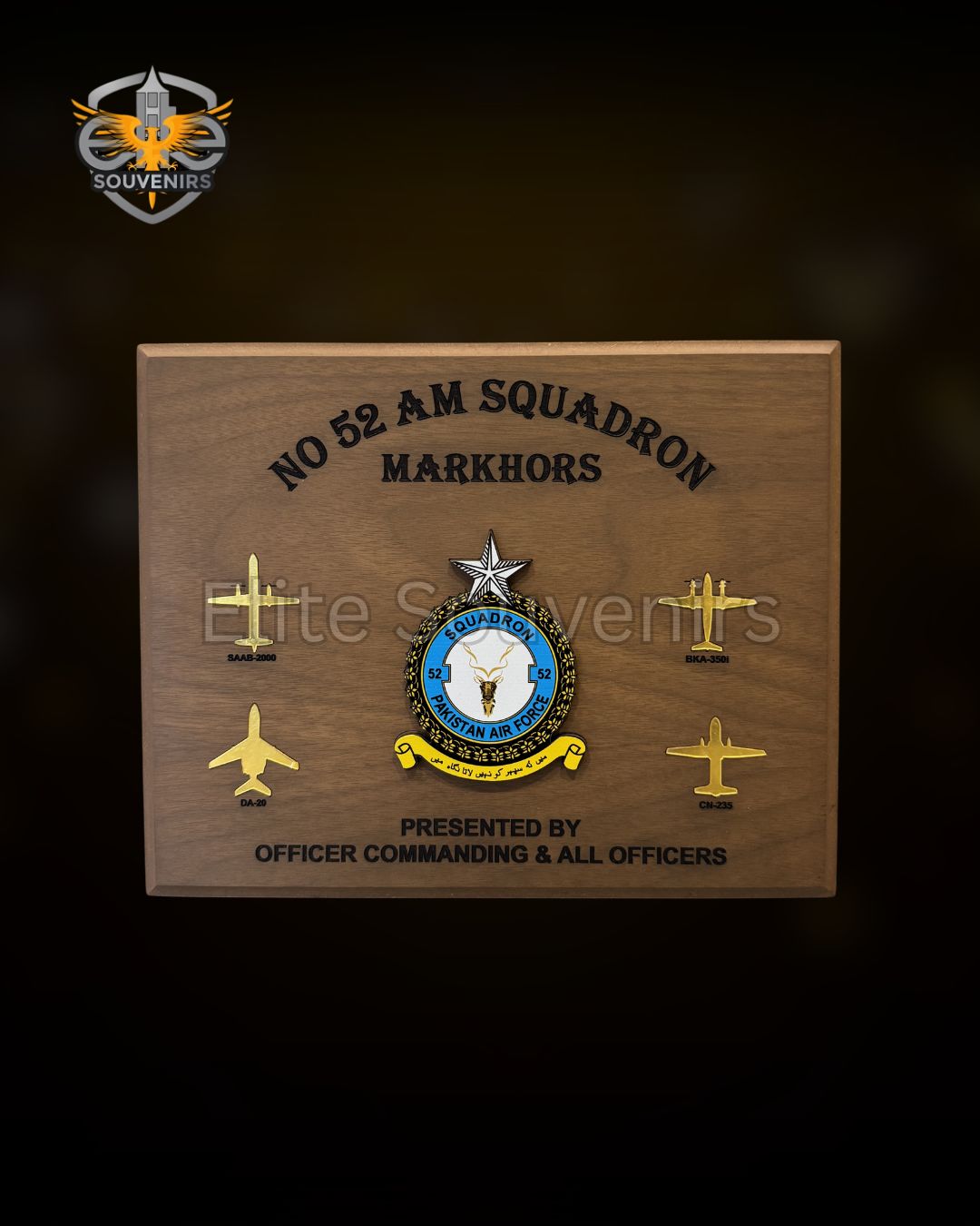 Pakistan Air Force No 52 AM Squadron Markhors Wooden Plaque (2) Pakistan Air Force No 52 AM Squadron Markhors Wooden Plaque (2)